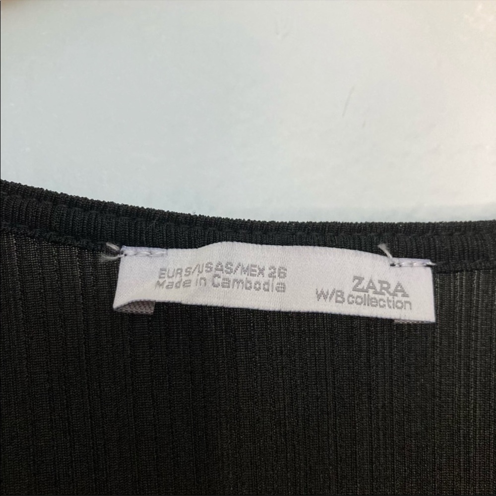 Zara Black & White V Neck Long Sleeve Top - Picture 4 of 4